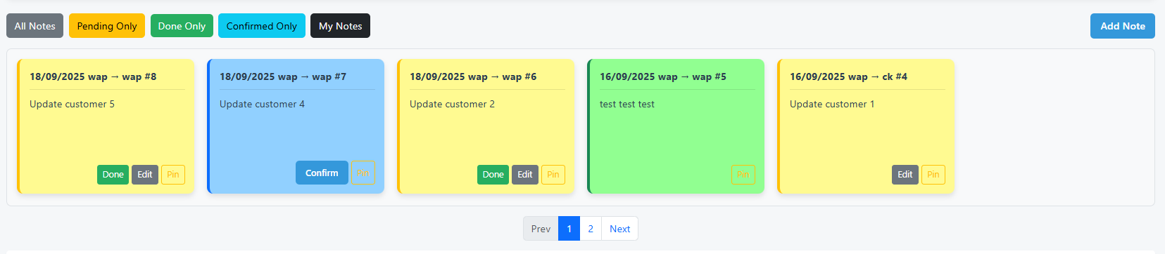 Sticky Notes Interface